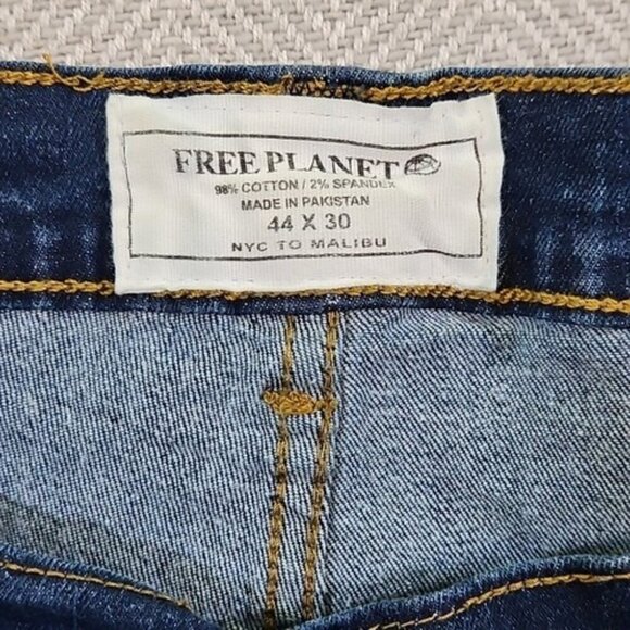 Free Planet Jeans NYC to Malibu Men's Size 44x30 Dark Wash Straight Leg Stretch - Picture 10 of 15